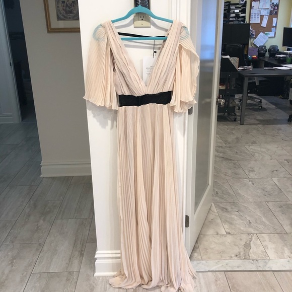 hayden pink black pleated flutter sleeve gown - Picture 4 of 12